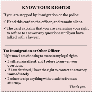Immigration rights-card